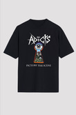 Adicts Baskılı Unisex Siyah Oversize Tişört