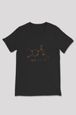 Adrenalin Molekülü Kimyasal Form Baskılı Unisex V Yaka Siyah Tİşört - Tshirt