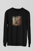 Aeon Baskılı Unisex Siyah Sweatshirt