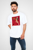 Aerosmith Baskılı Unisex Beyaz Oversize Tişört
