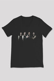 Aeternam Baskılı Unisex Siyah V Yaka Tişört - Tshirt