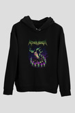 Aether Realm Baskılı Unisex Siyah Kapüşonlu Sweatshirt