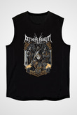 Aether Realm Baskılı Unisex Siyah Kolsuz Tişört - Tshirt