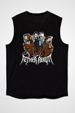 Aether Realm Baskılı Unisex Siyah Kolsuz Tişört - Tshirt