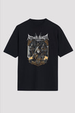 Aether Realm Baskılı Unisex Siyah Oversize Tişört - Tshirt