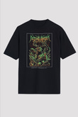 Aether Realm Baskılı Unisex Siyah Oversize Tişört - Tshirt