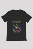 Aether Realm Baskılı Unisex Siyah V Yaka Tişört - Tshirt