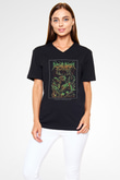 Aether Realm Baskılı Unisex Siyah V Yaka Tişört - Tshirt