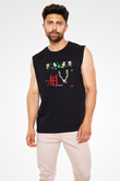 Afi Baskılı Unisex Siyah Kolsuz Tişört