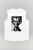 Afro Samurai Baskılı Beyaz Unisex Kolsuz Tişört - Tshirt