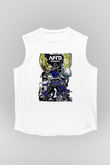 Afro Samurai Baskılı Beyaz Unisex Kolsuz Tişört - Tshirt