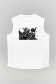 Afro Samurai Baskılı Beyaz Unisex Kolsuz Tişört - Tshirt