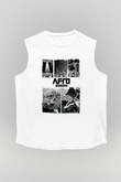 Afro Samurai Baskılı Beyaz Unisex Kolsuz Tişört - Tshirt