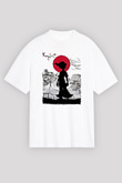Afro Samurai Baskılı Beyaz Unisex Oversize Tişört - Tshirt