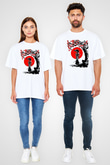Afro Samurai Baskılı Beyaz Unisex Oversize Tişört - Tshirt