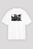Afro Samurai Baskılı Beyaz Unisex Oversize Tişört - Tshirt