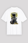 Afro Samurai Baskılı Beyaz Unisex Oversize Tişört - Tshirt