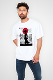 Afro Samurai Baskılı Beyaz Unisex Oversize Tişört - Tshirt