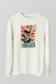 Afro Samurai Baskılı Beyaz Unisex Sweatshirt