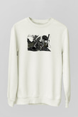 Afro Samurai Baskılı Beyaz Unisex Sweatshirt