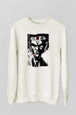 Afro Samurai Baskılı Beyaz Unisex Sweatshirt