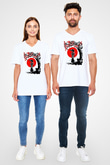 Afro Samurai Baskılı Beyaz Unisex V Yaka Tişört - Tshirt