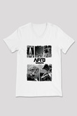 Afro Samurai Baskılı Beyaz Unisex V Yaka Tişört - Tshirt