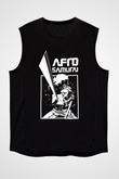 Afro Samurai Baskılı Unisex Siyah Kolsuz Tişört - Tshirt