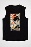 Afro Samurai Baskılı Unisex Siyah Kolsuz Tişört - Tshirt