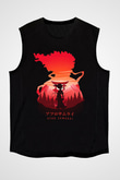 Afro Samurai Baskılı Unisex Siyah Kolsuz Tişört - Tshirt
