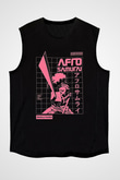 Afro Samurai Baskılı Unisex Siyah Kolsuz Tişört - Tshirt