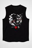 Afro Samurai Baskılı Unisex Siyah Kolsuz Tişört - Tshirt