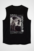 Afro Samurai Baskılı Unisex Siyah Kolsuz Tişört - Tshirt