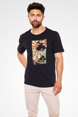 Afro Samurai Baskılı Unisex Siyah Tişört - Tshirt