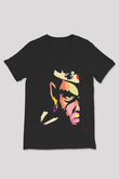 Afro Samurai Baskılı Unisex Siyah V Yaka Tişört - Tshirt