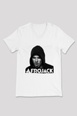 Afrojack Beyaz Unisex V Yaka Tişört