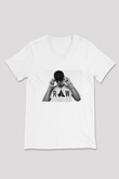 Afrojack Beyaz Unisex V Yaka Tişört