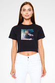 Afrojack Siyah  Crop Top Tişört