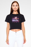 Afrojack Siyah  Crop Top Tişört