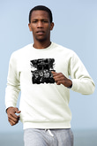 Against All Authority Baskılı Unisex Beyaz Sweatshirt