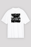 Against All Authority Baskılı Unisex Beyaz Oversize Tişört