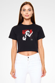 Against Me Baskılı Unisex Siyah Crop Top Tişört