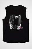 Against Me Baskılı Unisex Siyah Kolsuz Tişört