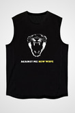 Against Me Baskılı Unisex Siyah Kolsuz Tişört