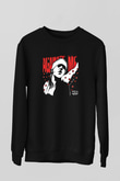 Against Me Baskılı Unisex Siyah Sweatshirt