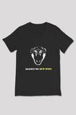 Against Me Baskılı Unisex Siyah V Yaka Tişört
