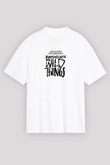 Against The Current Baskılı Unisex Beyaz Oversize Tişört