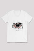 Against The Current Baskılı Unisex Beyaz V Yaka Tişört