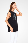 Against The Current Baskılı Unisex Siyah Kolsuz Tişört