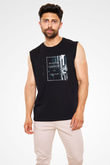 Against The Current Baskılı Unisex Siyah Kolsuz Tişört